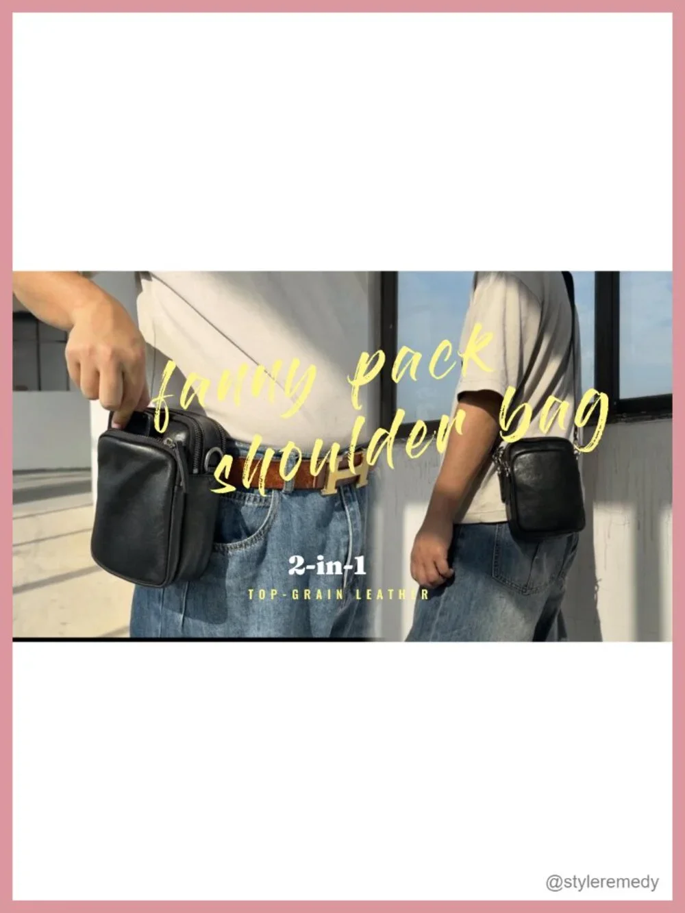 Genuine Leather Messenger Crossbody Bag Adjustable Strap Men Work Business